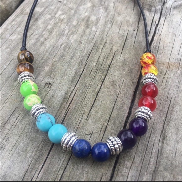 7 Chakra genuine gemstone necklace - Picture 2 of 2